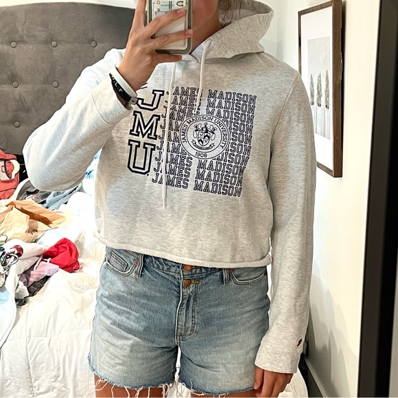 Grey JMU Cropped Hoodie - Picture 2 of 5